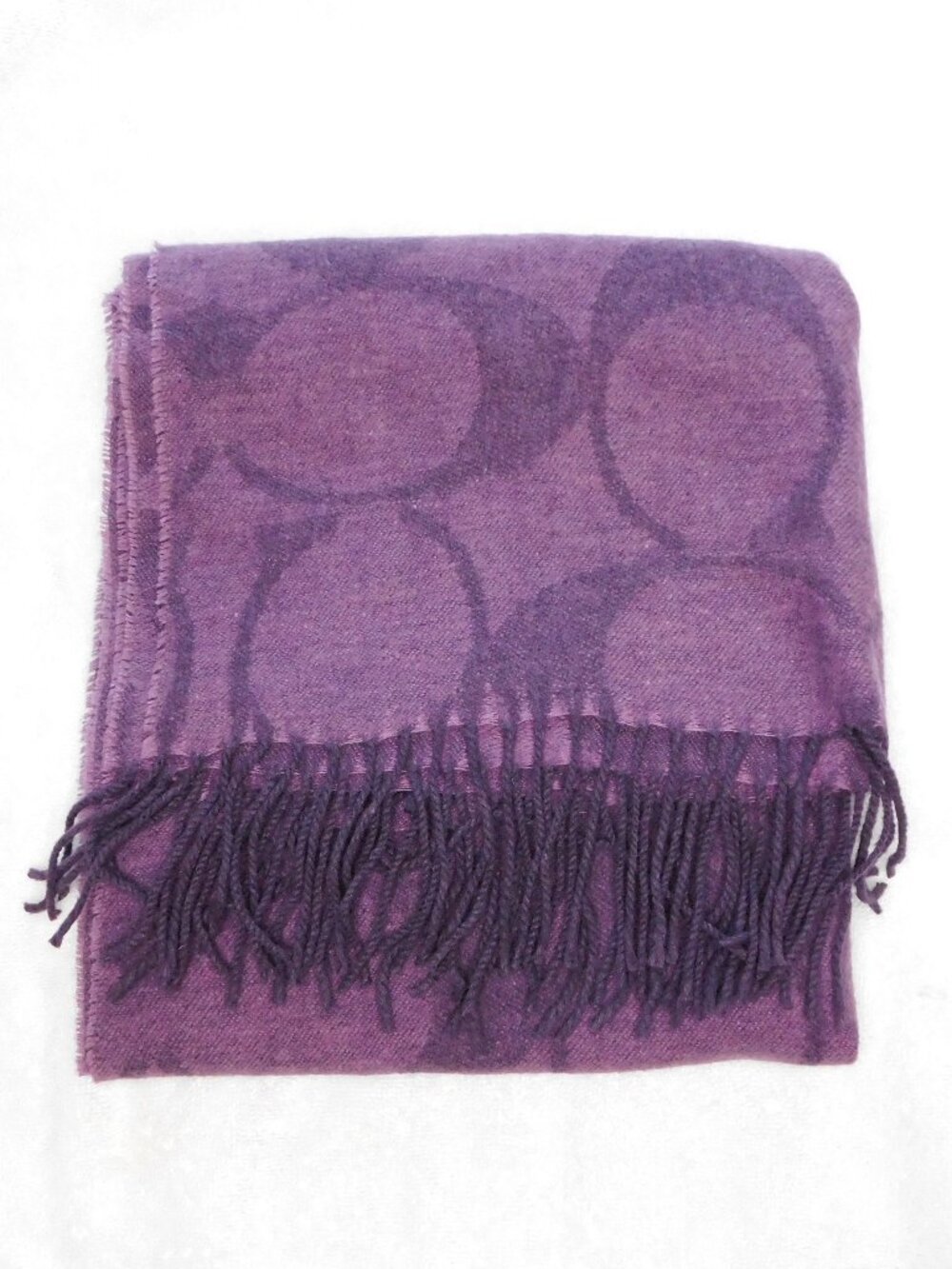 Coach CC Logo Purple Lilac Lightweight Blanket Scarf | Wool Silk | 20½" W x 72 L